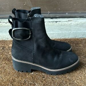 Blondo Dahlia Waterproof Boots Black Sz 8 Vegan Suede Rain Fall Boots